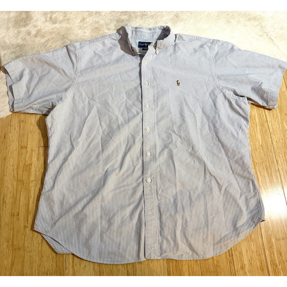 Ralph Lauren Classic‎ Fit Cotton Shirt Mens 2XLT Short Sleeve Flesh Pony Preppy